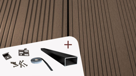 Complete set TitanWood 4m XL plank dark brown 16.8m² incl. Alu-UK