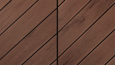 planeo WPC decking boards - Ambiento chestnut brown lightly brushed/fine-ribbed