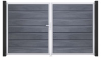 planeo Gardence Premium BPC door - DIN left 2-leaf stone grey co-ex with silver aluminium frame