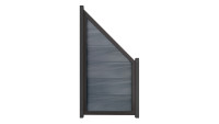 planeo Viento - garden fence slanted stone grey co-extruded with aluminium frame in anthracite