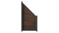 planeo Viento - garden fence slanted walnut co-extruded with aluminium frame in anthracite