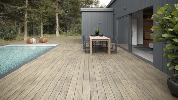 planeo WPC decking plank - solid plank beige - grooved/textured