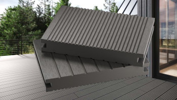 planeo WPC decking plank - solid plank grey - grooved/grooved
