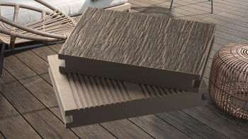 planeo WPC decking plank - solid plank grey - grooved/textured
