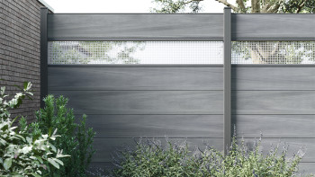 planeo Solid Grande - plug-in fence standard stone grey co-ex